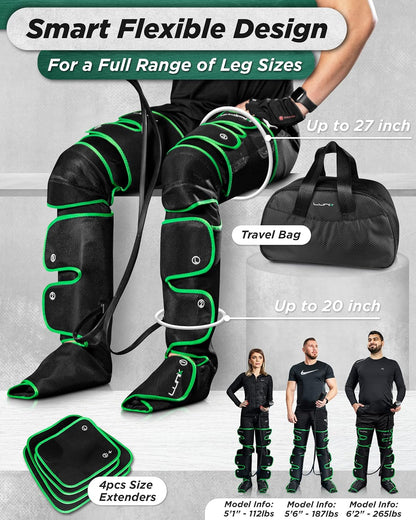 Lunix LX10 Full Leg Massager with Heat & Cold Therapy – Cordless Compression Boots for Circulation, Pain Relief & Recovery – Adjustable Fit with Extra Straps, Touchscreen Remote, Travel Bag