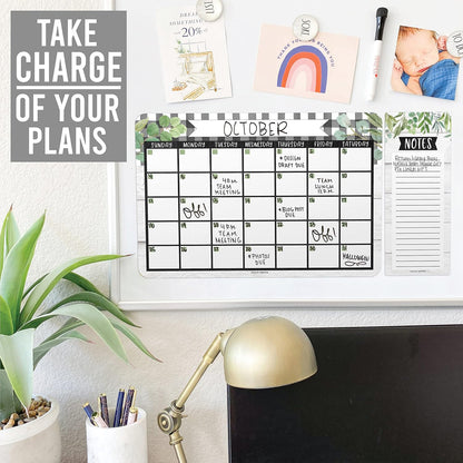 Hadley Designs Magnetic Calendar for Refrigerator - Kraft White Magnetic Dry Erase Calendar, Dry Erase Calendars for Wall, Magnet Fridge Calendars, Notepad for Fridge with Magnet