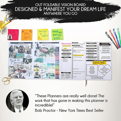 Freedom Mastery Daily Journal of Gratitude, Productivity & Habit Tracker | Undated 90-Day Planner with Daily Reflection, Mindfulness, Positivity, Vision Board & Stickers, Gratitude Journal for Women
