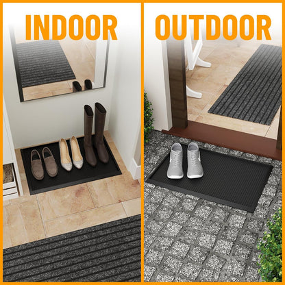 Ottomanson Indoor/Outdoor Boot Tray Non-Slip Doormat Modern Entryway Mat for Entryway Patio Backyard Garage, 18" x 28", Black