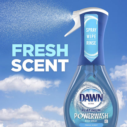 Dawn Powerwash Spray, Dish Soap, Dishwashing Liquid, Fresh, 1 Starter Kit + 3 Refills, 4x16 Fl Oz