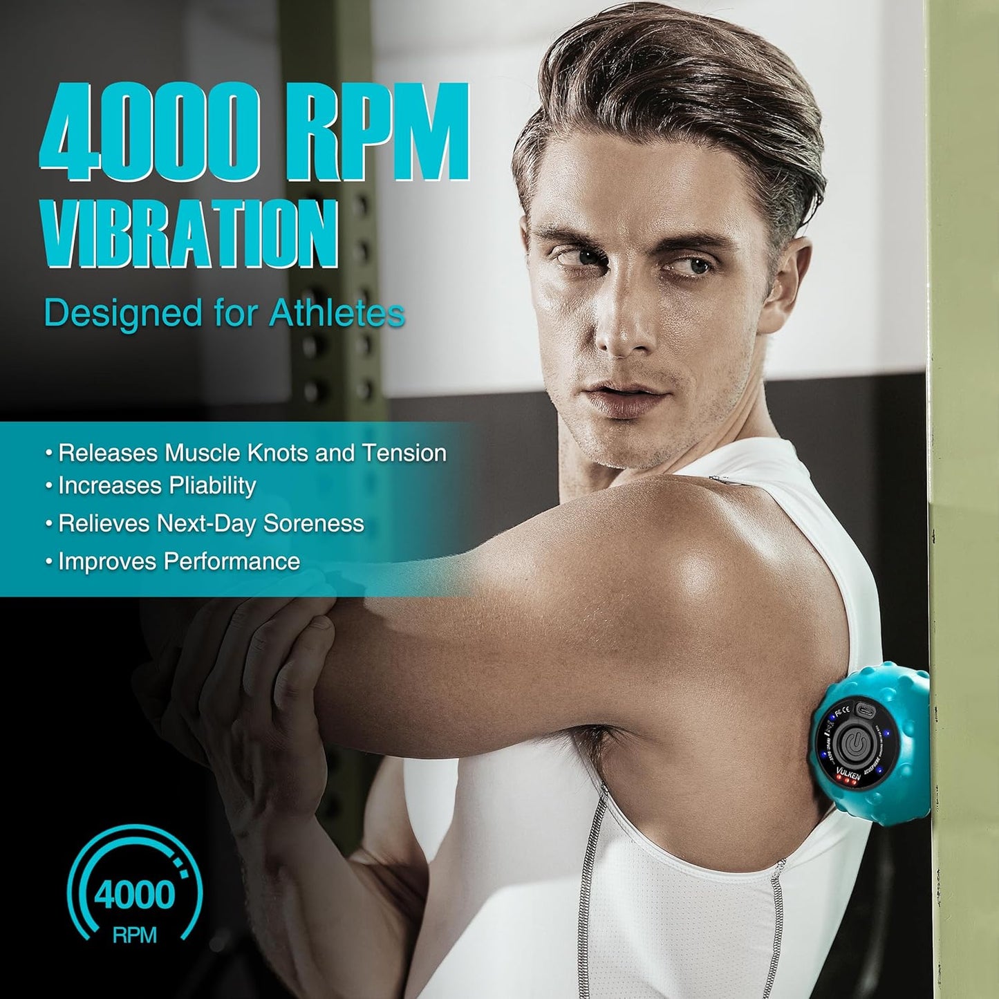 Vibrating Massage Ball for Muscle Recovery with SphereStrap – Target Hard-to-Reach Areas, Hands-Free Back Massage. 4 Speeds High Intensity Trigger Point Massage Ball.