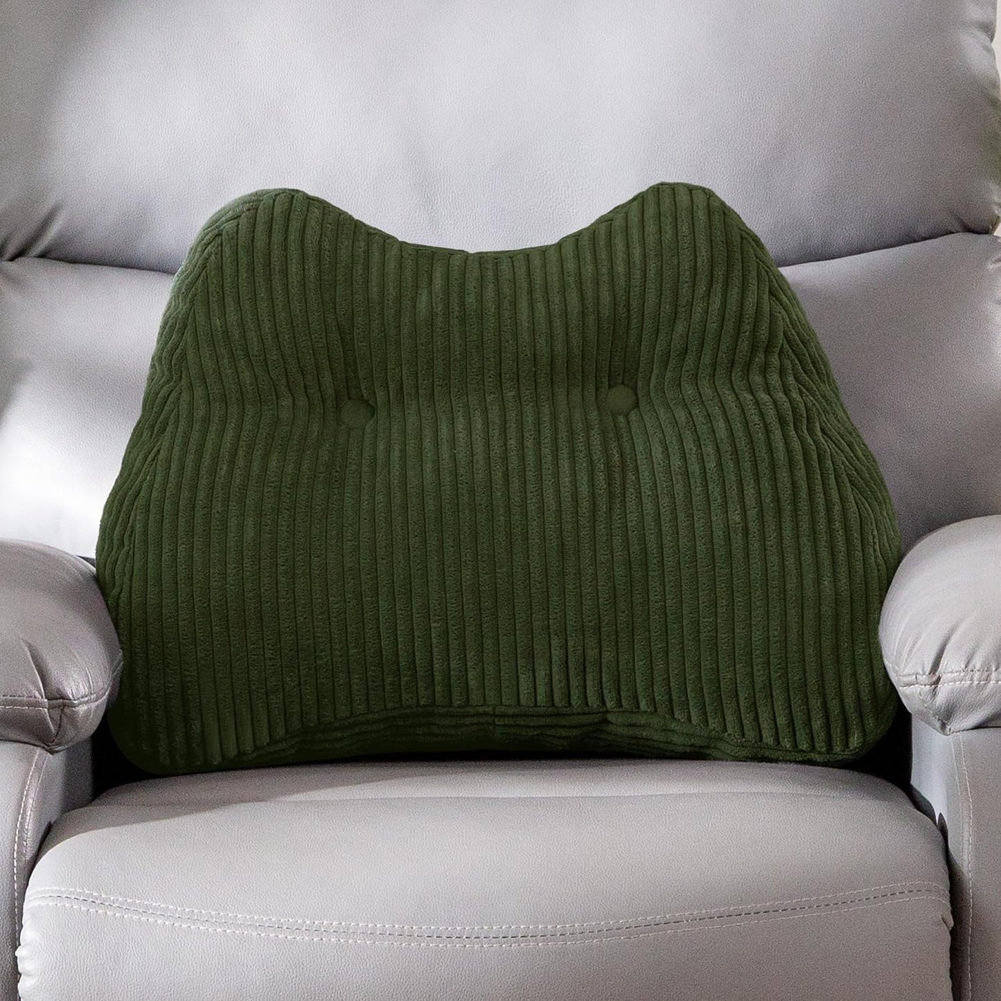Lumbar Support Pillow for Recliner Chair/Accent Chair/Couch/Office Chair, Tufted Corduroy Back Support Cushion for Elderly, M-Shaped Recliner Cushions for Back Rest, Pain Relief, Reading, Dark Grey