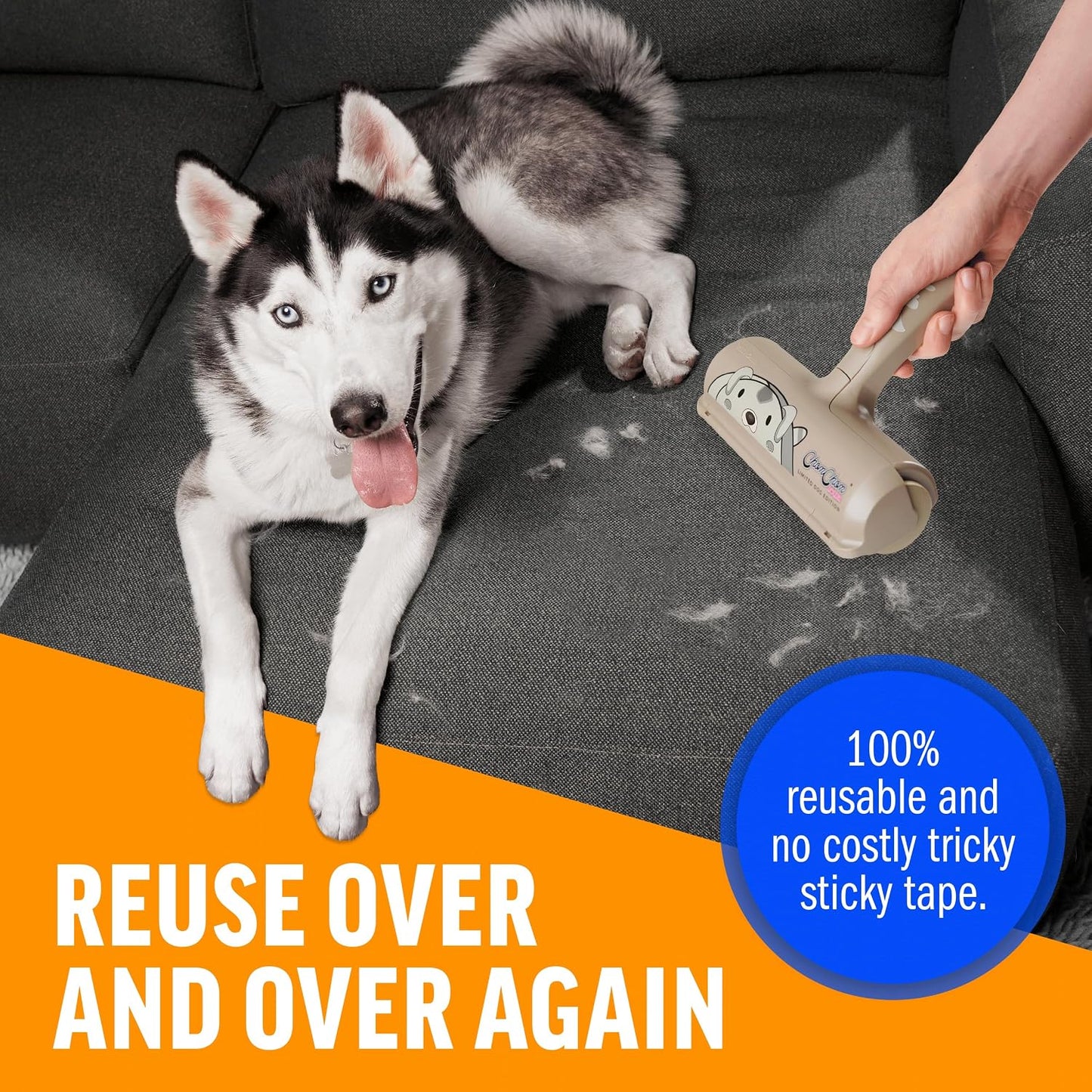 ChomChom Roller Pet Hair Remover – Reusable Lint Roller Pet Hair Removal Tool for Clothes, Couches, Cars and Travel - Cat Dog Hair Remover, Compact, No Sticky Refills Needed (Mini Roller)