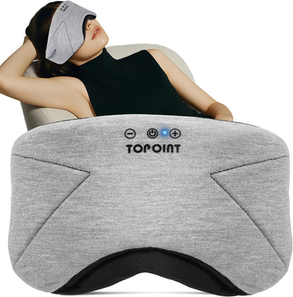 TOPOINT Sleep Mask with Bluetooth Headphones, 3D Eye Mask for Sleep Headphones with White Noise, Total Blackout, 5.4 Bluetooth, Timer, 15 Hours for Women Men, Travel, Meditation, Nap, CPAP Users