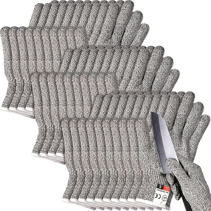 Potchen 15 Pairs Cut Resistant Gloves Level 5 Protection Cutting Safety Kitchen Anti Cut Gloves for Kitchen Fish and More (Medium)