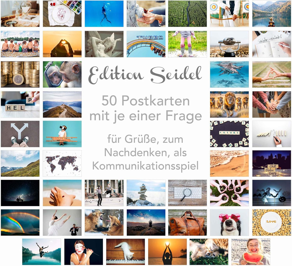 Edition Seidel Set of 50 Premium Postcards Motivational Cards Communication Training Conversation Game Coaching Tools Cards Landscapes Nature Feeling Cards Self-Mindfulness Sayings