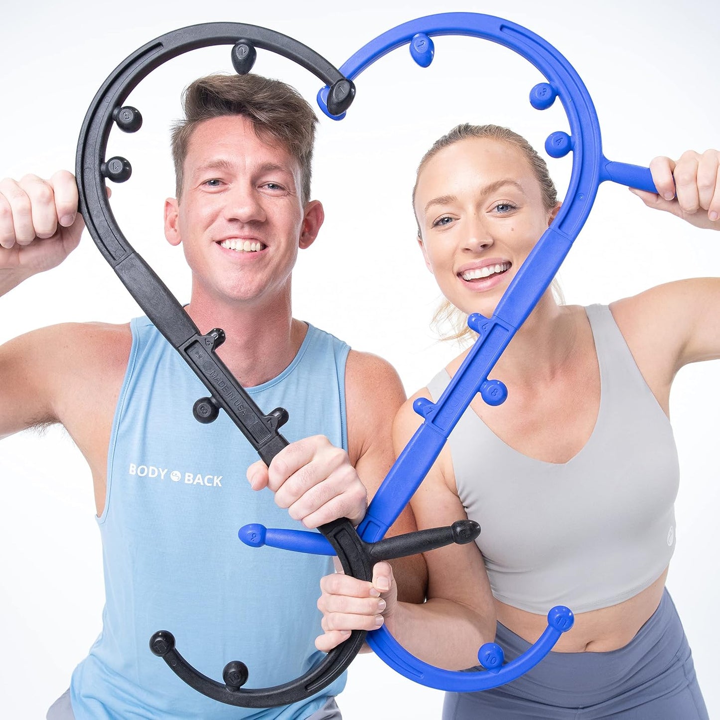 Body Back Buddy Classic Back Massager & Neck Massager for Pain Relief, Blue | USA Made Dual Massage Hooks For Back, Shoulder, And Neck, Muscle Knot Remover For Trigger Point Therapy And Full Body Relief