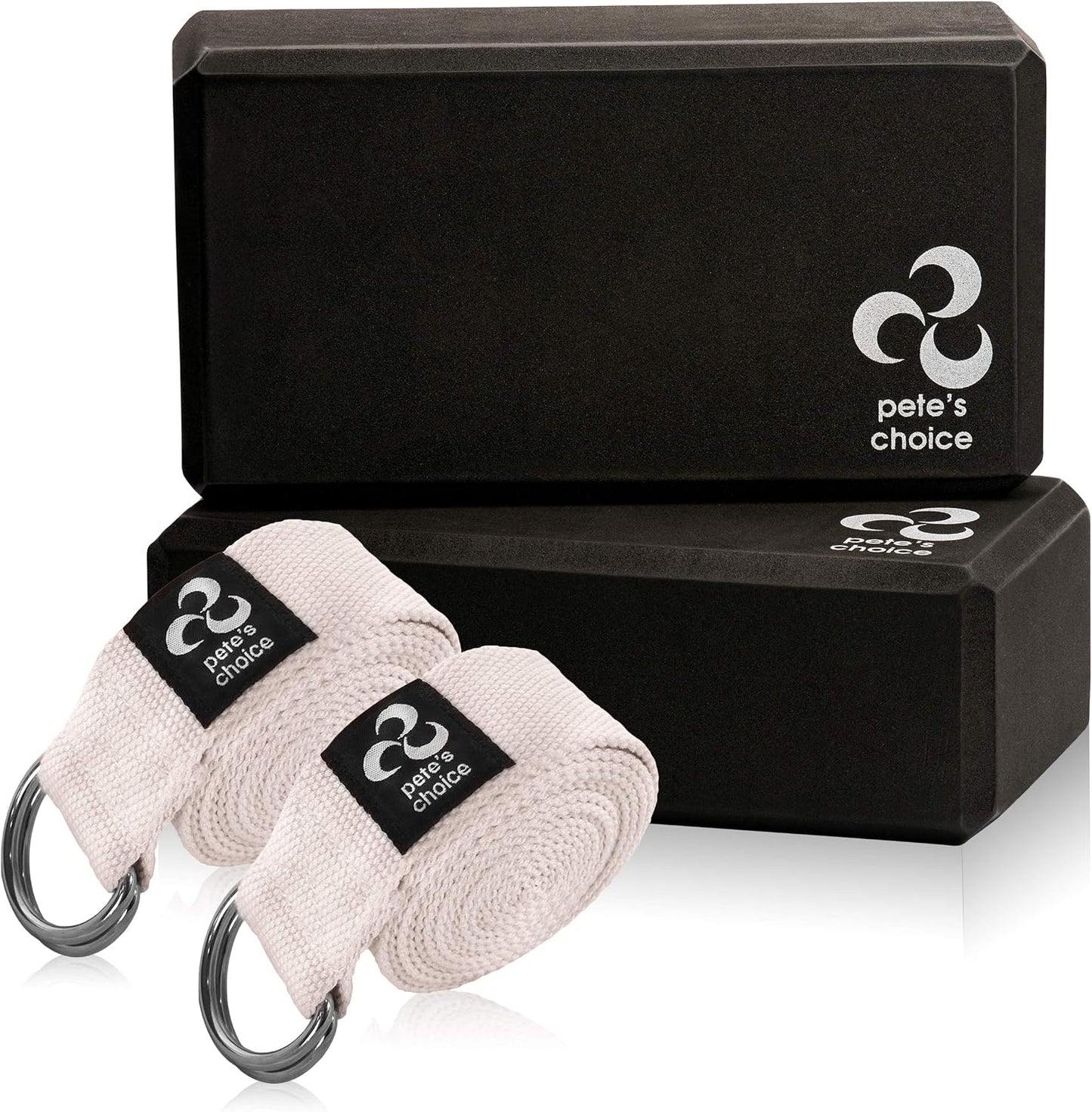 Stretching Straps and Yoga Blocks - Yoga Beginner Kit for Pilates & Gym | For Home Workouts - Hold Poses, Stretch, Improve Flexibility & Maintain Balance. BONUS Exercise Guide
