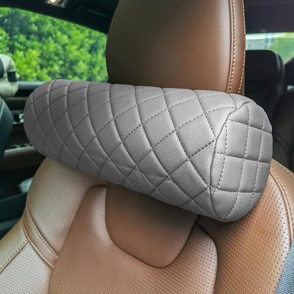 Car Neck Pillow for Pain Relief,Cars Seat Long Back Cervical Neck Support Pillow,Car Side Travel Headrest Round Roll Log Cylinder Pillows for Driving Seat,Memory Foam(Black)