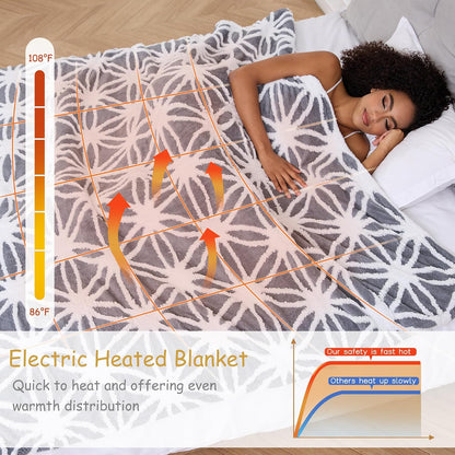 Soypipo Electric Heated Throw Blanket 50"x60", Faux Fur Plush with 4 Heat Settings & 2/4/8/10H Auto Shut-Off, Overheat Protection, Machine Washable, for Office & Chair, Dark Grey