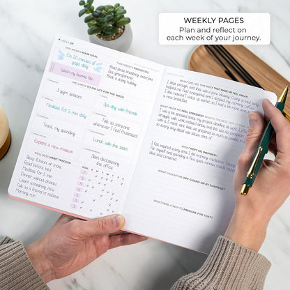 Clever Fox Wellness Journal Premium for Women, Workout & Food Light Pink