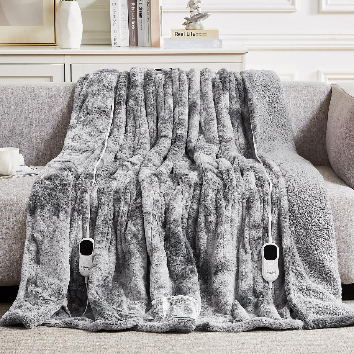 Homemate Heated Blanket Electric Heating Throw 50x60 Plush Faux Fur Sherpa