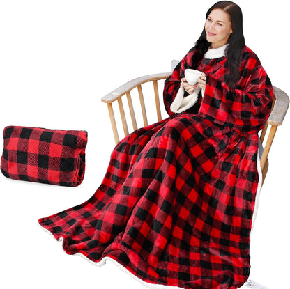 Catalonia Sherpa Wearable Blanket with Sleeves Arms