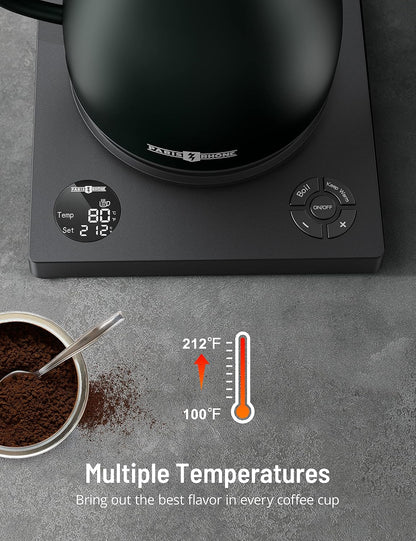 Electric Kettle Temperature Control, 1.7L Large Electric Tea Kettle, 4H Keep Warm Hot Water Boiler with 6 Presets, LED Screen Electric Kettles for Boiling Water, Boil-Dry Protection