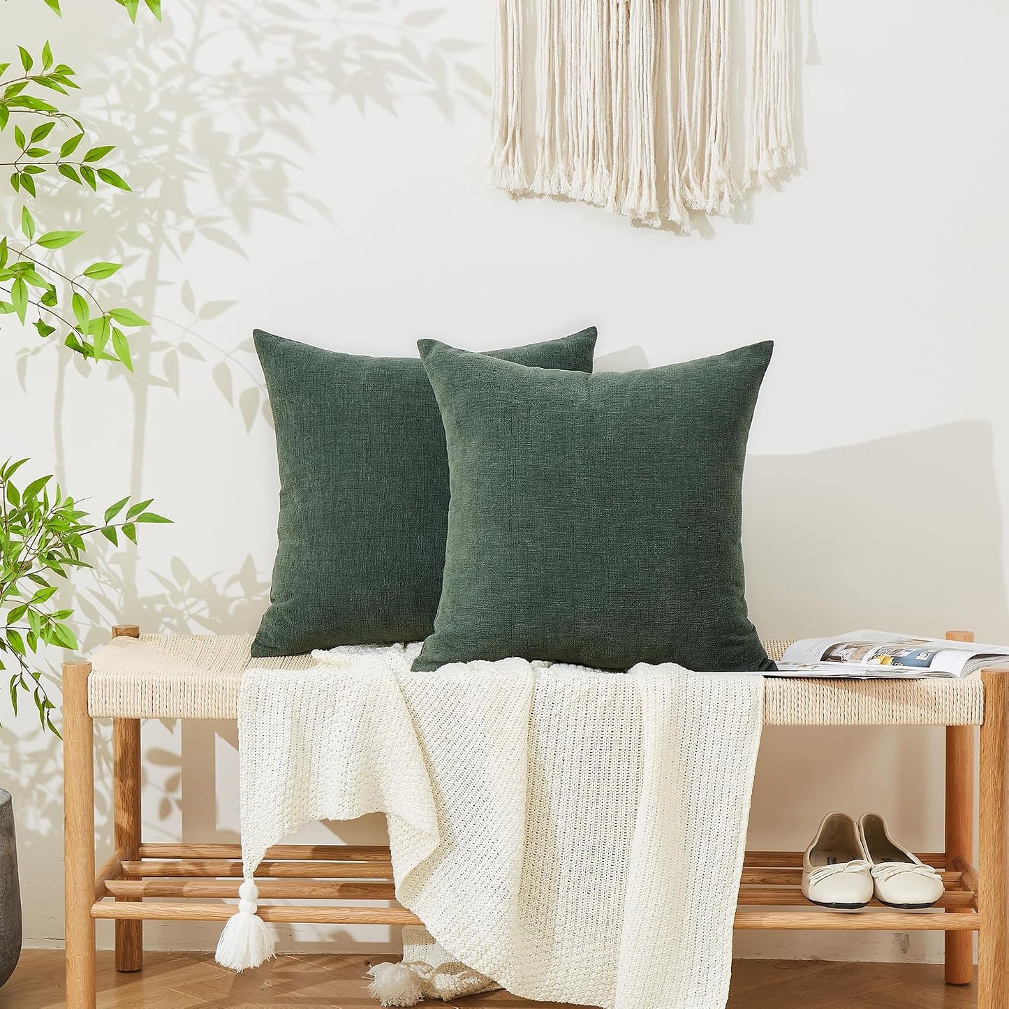 GAWAMAY Lumbar Support Pillow Decorative Rectangle Throw Pillow Covers 12"x20" Inch Set of 2, Soft Chenille Fall Pillowcase for Living Room Bedroom Sofa Couch Cushion Cover Grey 30x50cm (No Insert)