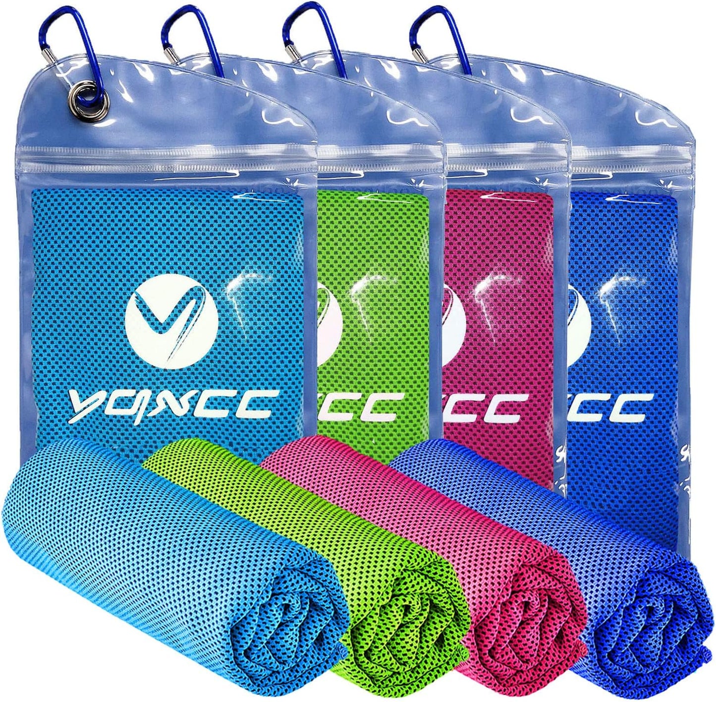 YQXCC 4 Pack Cooling Towels (47"x12"), Ice Cool Towels for Neck & Face | Soft Breathable Microfiber, Instant Cooling Neck Wraps, Ideal for Yoga, Golf, Gym, Running, Camping & Hot Weather