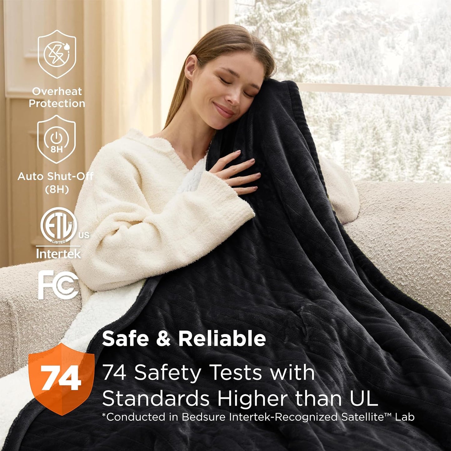 Bedsure Heated Blanket Throw Blanket with Preheat Function - Fast Heating Electric Blanket, Soft Flannel Throw with 6 Time Settings(Up to 10H), 6 Heating Settings, Gifts for Grandma (50"x60", Grey)
