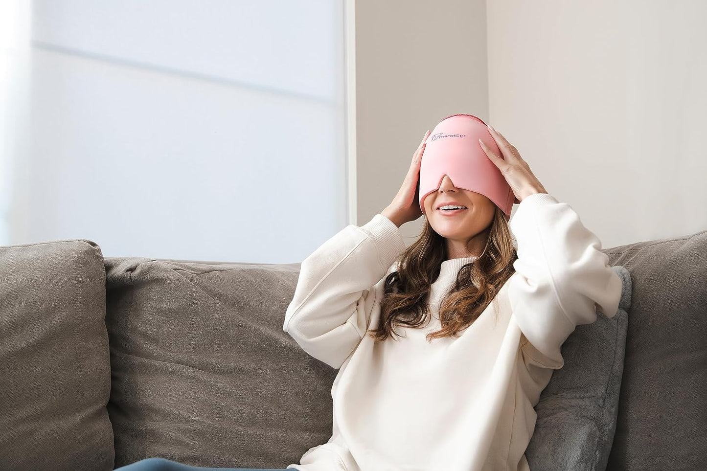 TheraICE Migraine Relief Cap, Headache Ice Pack for Tension Headache Relief | Cold Compress Eye Mask for Sinus Pressure, 360 Degree Compression Head Wrap, Hangover & Stress Relief