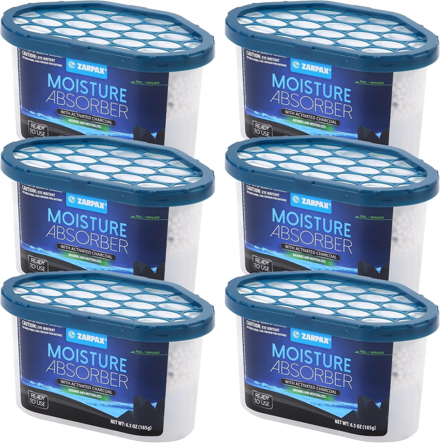 ZARPAX Moisture Absorber Activated Charcoal 10.5 oz/300g | Removes Moisture, Damp, Humidity & Odors | Odor Absorber | Moisture Trap for Bathroom, Closet, Kitchen & Small Spaces | Set of 4