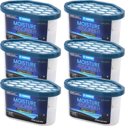 ZARPAX Moisture Absorber Activated Charcoal 10.5 oz/300g | Removes Moisture, Damp, Humidity & Odors | Odor Absorber | Moisture Trap for Bathroom, Closet, Kitchen & Small Spaces | Set of 4