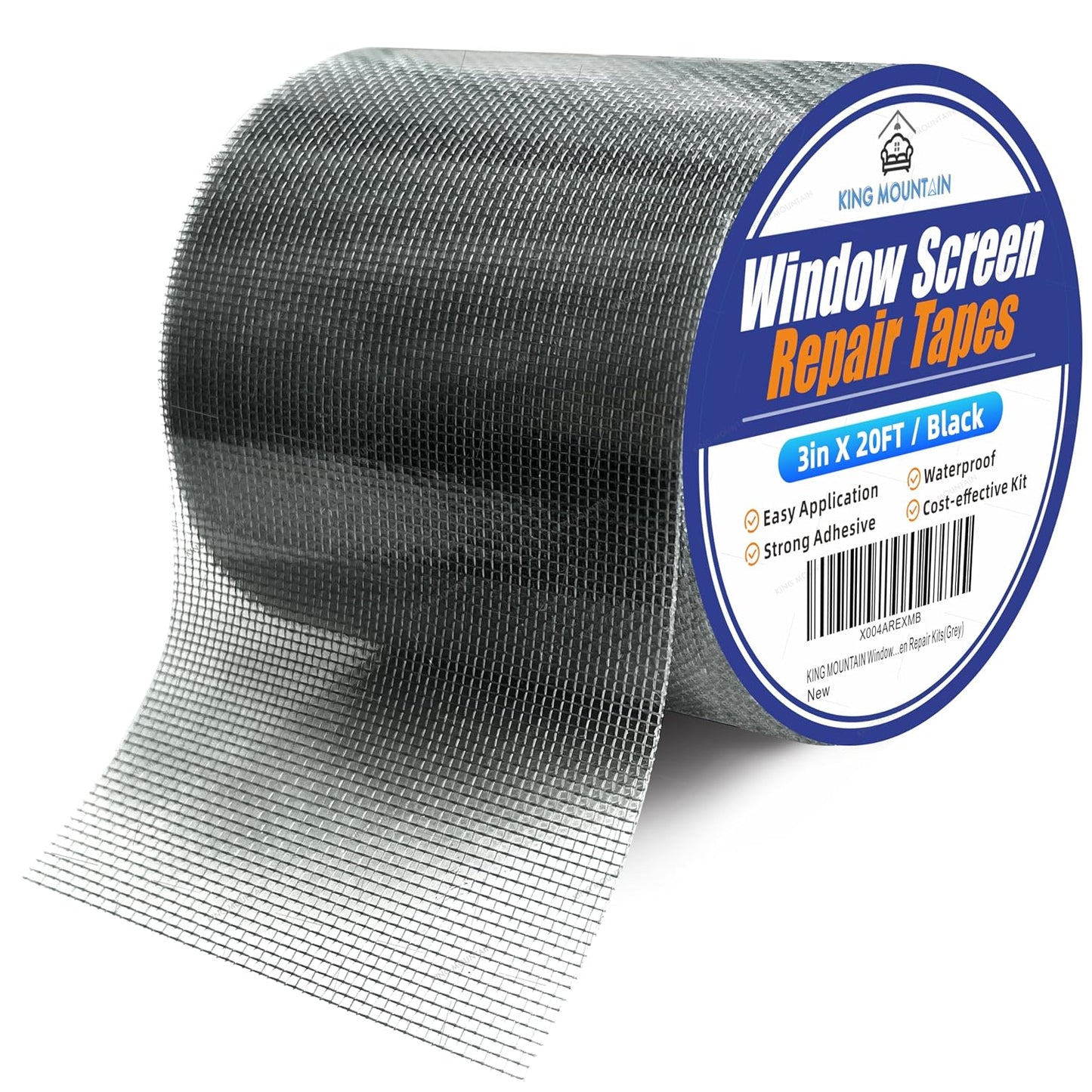 KING MOUNTAIN Grey Window Screen Repair Tape,3inX20FT Heavy Duty Screen Repair Kit for Window Screen and Screen Door Tears Holes,Strong Adhesive & Waterproof Window Screen Patch