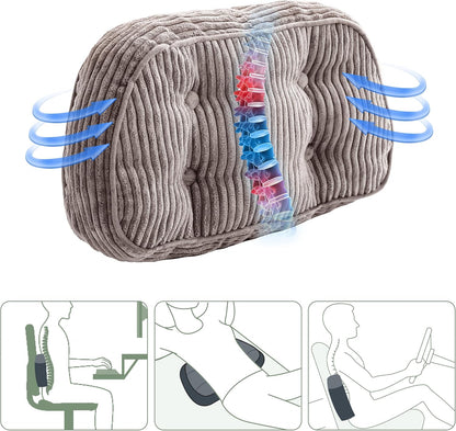 HIGOGOGO Lumbar Support Pillow for Recliner Chair/Accent Chair/Couch/Office Chair, Tufted Corduroy Back Support Cushion for Elderly, Recliner Cushions for Back Rest, Pain Relief, Reading, Dark Grey