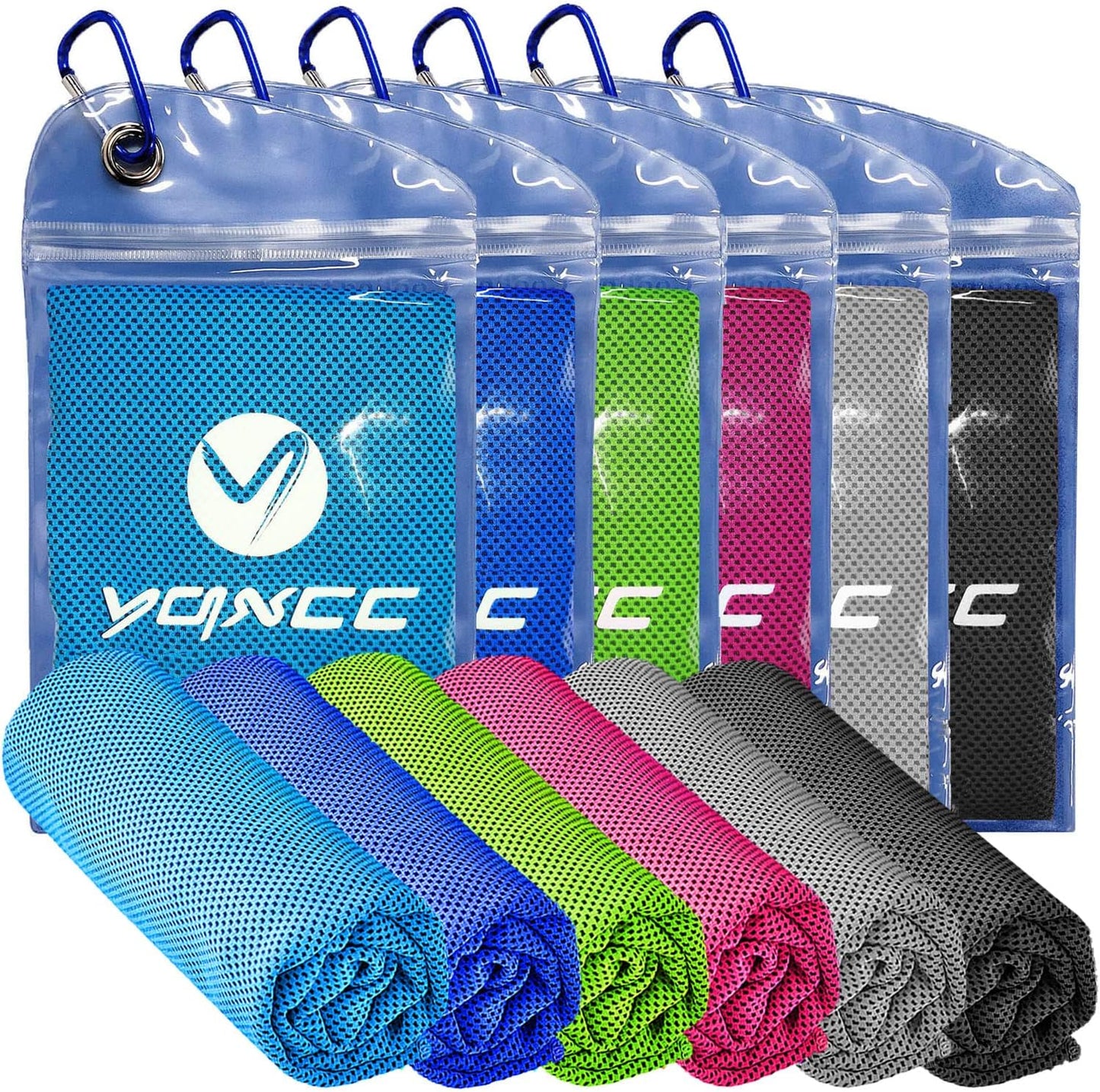 YQXCC 4 Pack Cooling Towels (47"x12"), Ice Cool Towels for Neck & Face | Soft Breathable Microfiber, Instant Cooling Neck Wraps, Ideal for Yoga, Golf, Gym, Running, Camping & Hot Weather