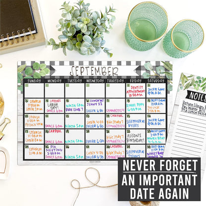 Hadley Designs Magnetic Calendar for Refrigerator - Kraft White Magnetic Dry Erase Calendar, Dry Erase Calendars for Wall, Magnet Fridge Calendars, Notepad for Fridge with Magnet