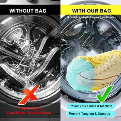Shoe Washing Machine Bag, 4 Pcs Shoe Laundry Bag for Sneacker | With 4 Boot Stretcher (L 6-12.5 & S 5-10.5), Reusable,Durable Zipper,360°Deep Cleaning, Fit Most Shoes Types