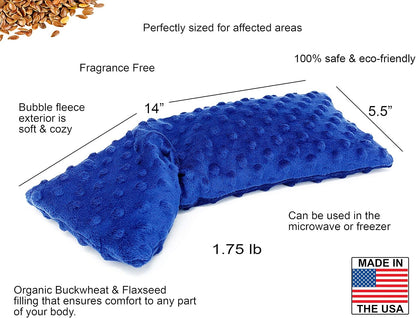 Microwave Heating Pad for Neck & Shoulders - Natural Buckwheat & Flaxseed Hot/Cold Therapy Wrap - Moist Heat for Pain Relief, Muscle Soreness & Stress - Reusable, Soft Fleece (14"x5.5")