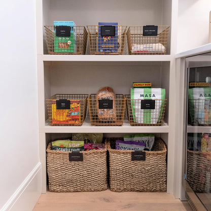 Storage Bin Label Holders Clip-On – 10 Pack Metal Basket Labels for Pantry, Baskets, Shelves & Organization Bins, 3.5” x 2.5