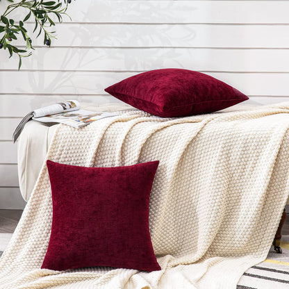 GAWAMAY Lumbar Support Pillow Decorative Rectangle Throw Pillow Covers 12"x20" Inch Set of 2, Soft Chenille Fall Pillowcase for Living Room Bedroom Sofa Couch Cushion Cover Grey 30x50cm (No Insert)