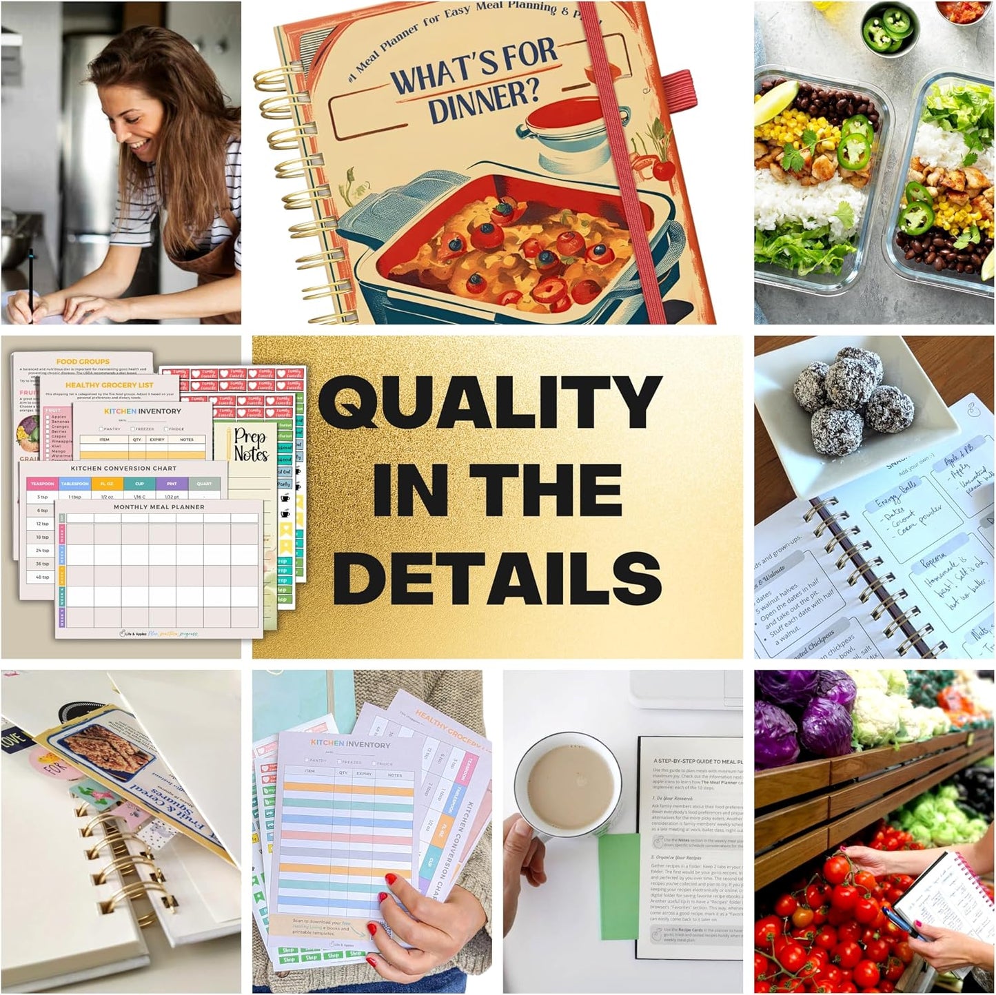 Life & Apples Weekly Meal Planner Notebook with Grocery List, Forest | Meal Planning Notebook, Meal Prep Journal and Food Planner to Organize a Weekly Menu, Grocery List and Family Meals