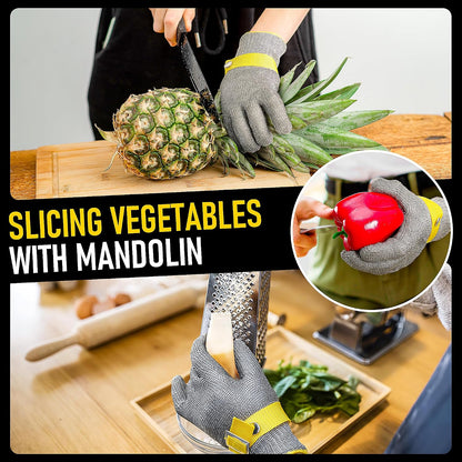 COOLJOB A9 Cut Resistant Kitchen Gloves, Food Grade for Mandoline Oyster Shucking, Fish/Meat Processing, Wood Working
