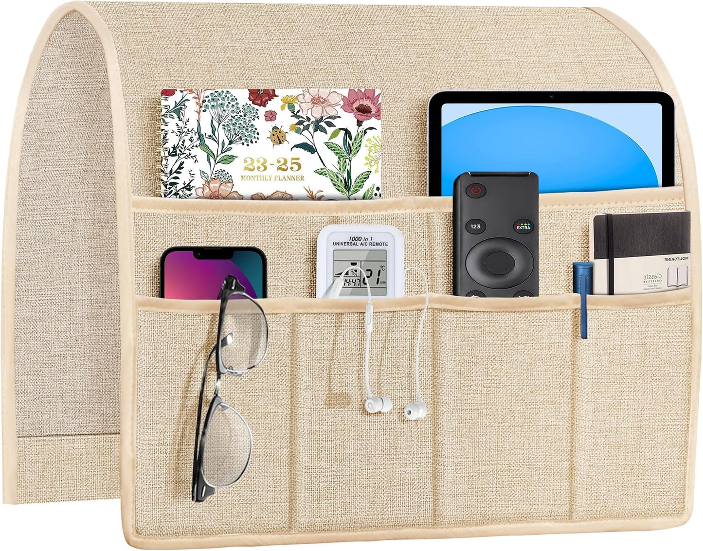 Joywell Remote Caddy Couch Remote Control Holder for Recliner Sofa Armrest Organizer Non Slip Arm Chair Caddie with 6 Pocket Storage for Magazine, Tablet, Phone, iPad, Black