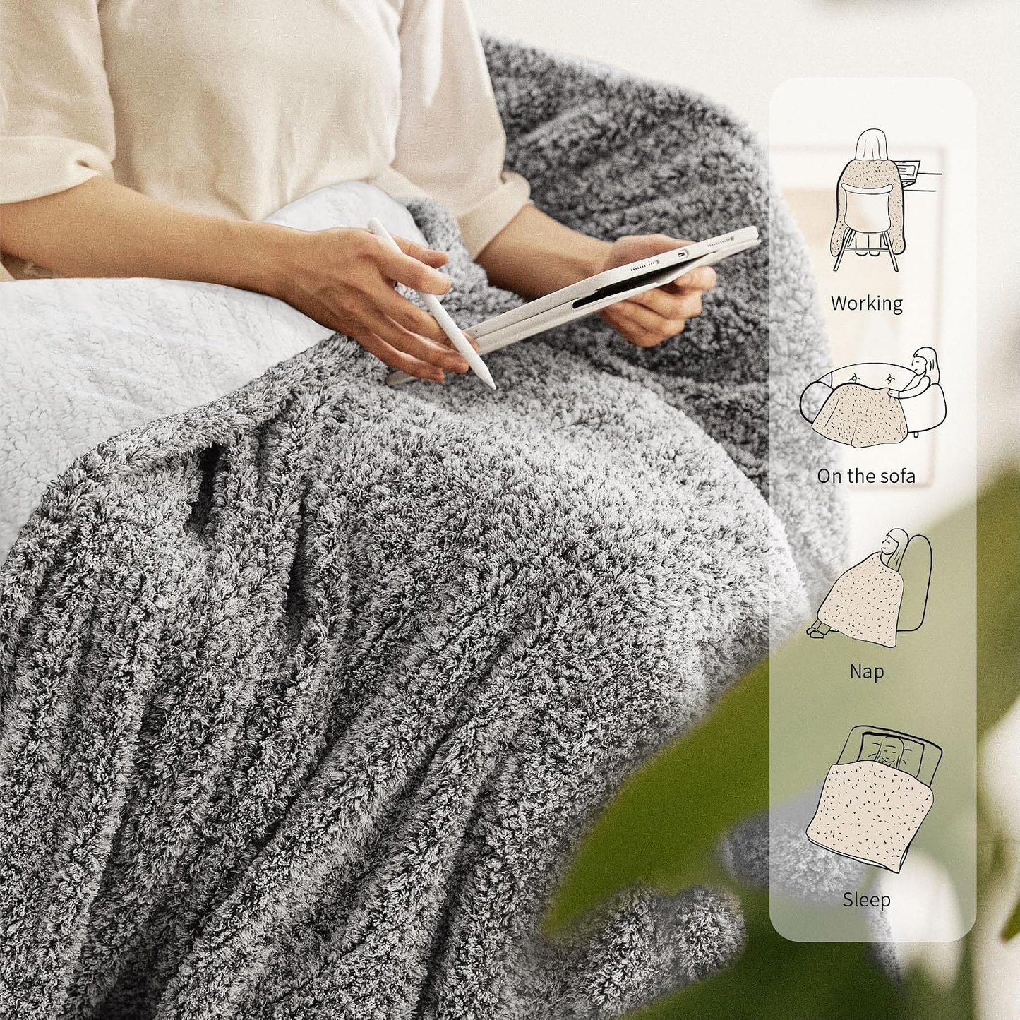 Templewet Heated Blanket Throw 50" x 60",Cute Electric Blanket,Racoon | Timer Settings,Auto Off,Soft Sherpa Heated Throw Blanket,Machine Washable,Fast Heating for Sofa Bed Office Use,Gifts for Mom