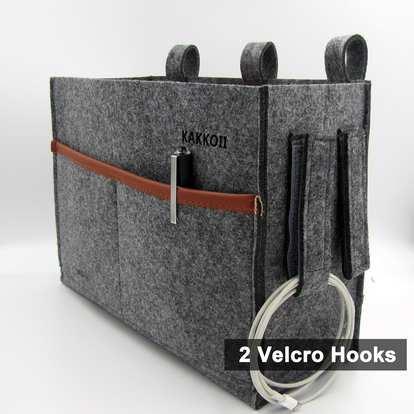 Bedside Caddy, Felt Bedside Storage Organizer, Hanging Storage Bag, Chair Organizer Caddy, Remote, Magazine, Drink Bottle Holder for Hospital, Dorm Bed, Baby Stuff, Office (Light Grey Small)