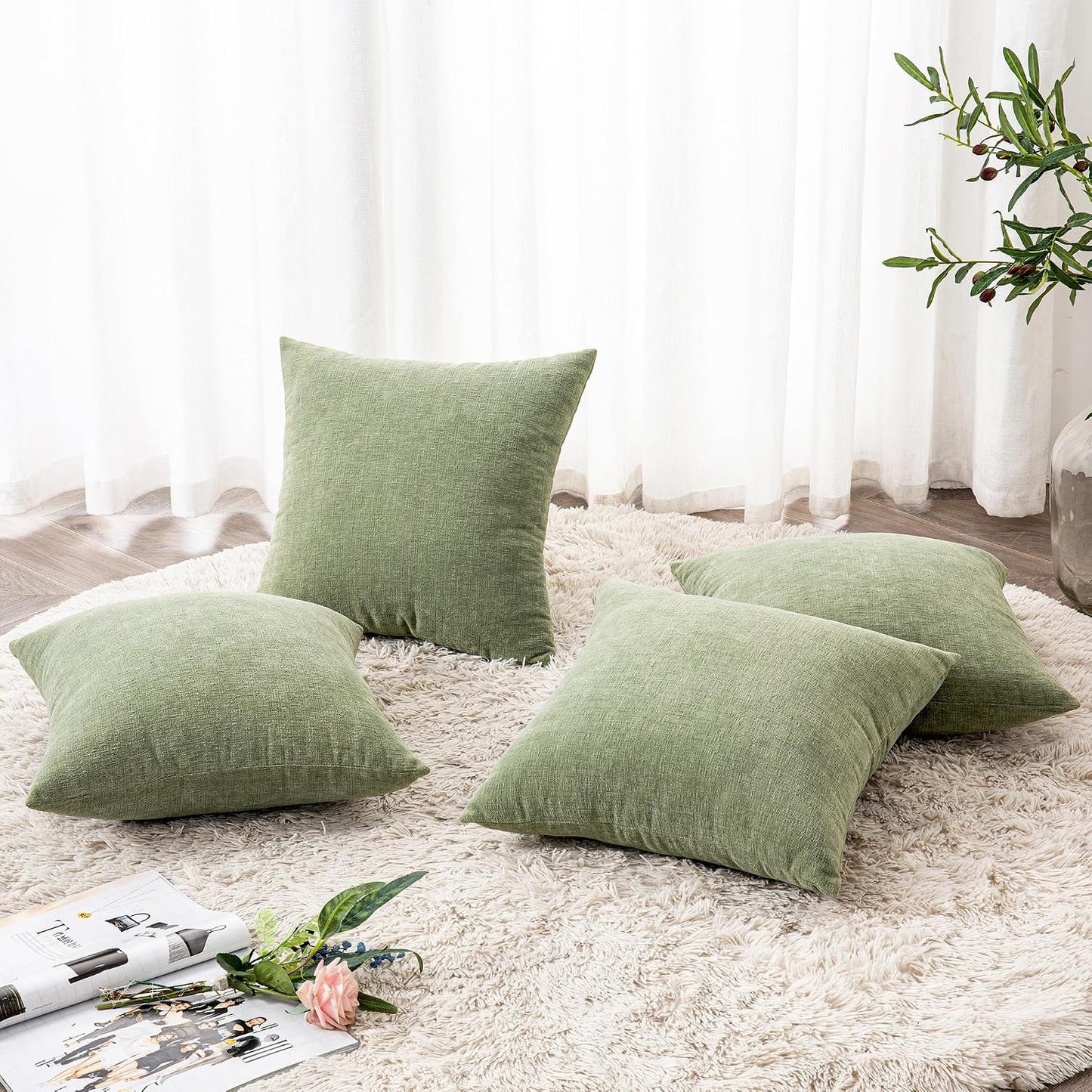 GAWAMAY Lumbar Support Pillow Decorative Rectangle Throw Pillow Covers 12"x20" Inch Set of 2, Soft Chenille Fall Pillowcase for Living Room Bedroom Sofa Couch Cushion Cover Grey 30x50cm (No Insert)