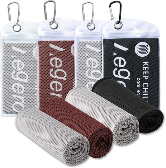 Aegero 4 Pack Cooling Towel (40"x12"), Cooling Neck Wraps,Soft Breathable Chilly Towel, IceTowel, Microfiber Towels for Yoga, Sport, RunninGym, Camping, Fitness, Workout & More Activities(Multicolor4)