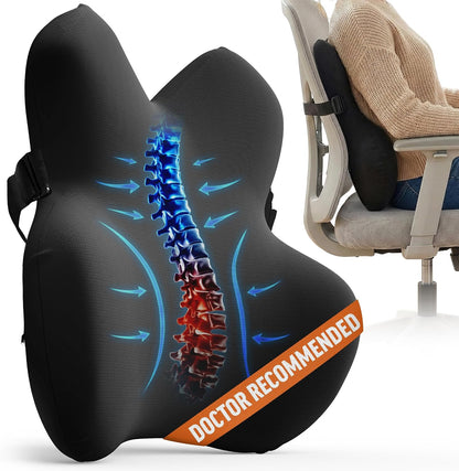 Elevate Series by Everlasting Comfort Lumbar Support Pillow for Office Chair - Memory Foam Back Cushion for Car Seat - Promotes Better Posture, Back Pain Relief - Ideal for Gaming and Desk Chairs