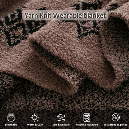 WDCOZY Wearable Blanket Hoodie Poncho Throw Comfy Soft Warm Cape Shawl Cozy Cloak Wrap Hooded with Sleeves For Women Adults