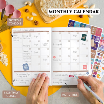 Legend Food Journal, Weight Loss & Meal Tracking Diary 5.8x8.3 Hot Pink