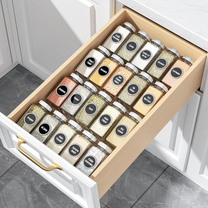 MIUKAA Clear Acrylic Spice Drawer Organizer, 4 Tier- 2 Set Expandable From 9" to 18" Seasoning Jars Drawers Insert, Kitchen Spice Rack Tray for Drawer/Countertop (Jars not included)