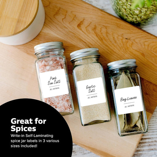 ThreeKin Waterproof Labels for Bottles and Containers - Custom Stickers - All-Purpose and Personalizable - Dishwasher, Freezer and Microwave Safe - BPA-Free - USA-Owned (Greenery, 72pcs)