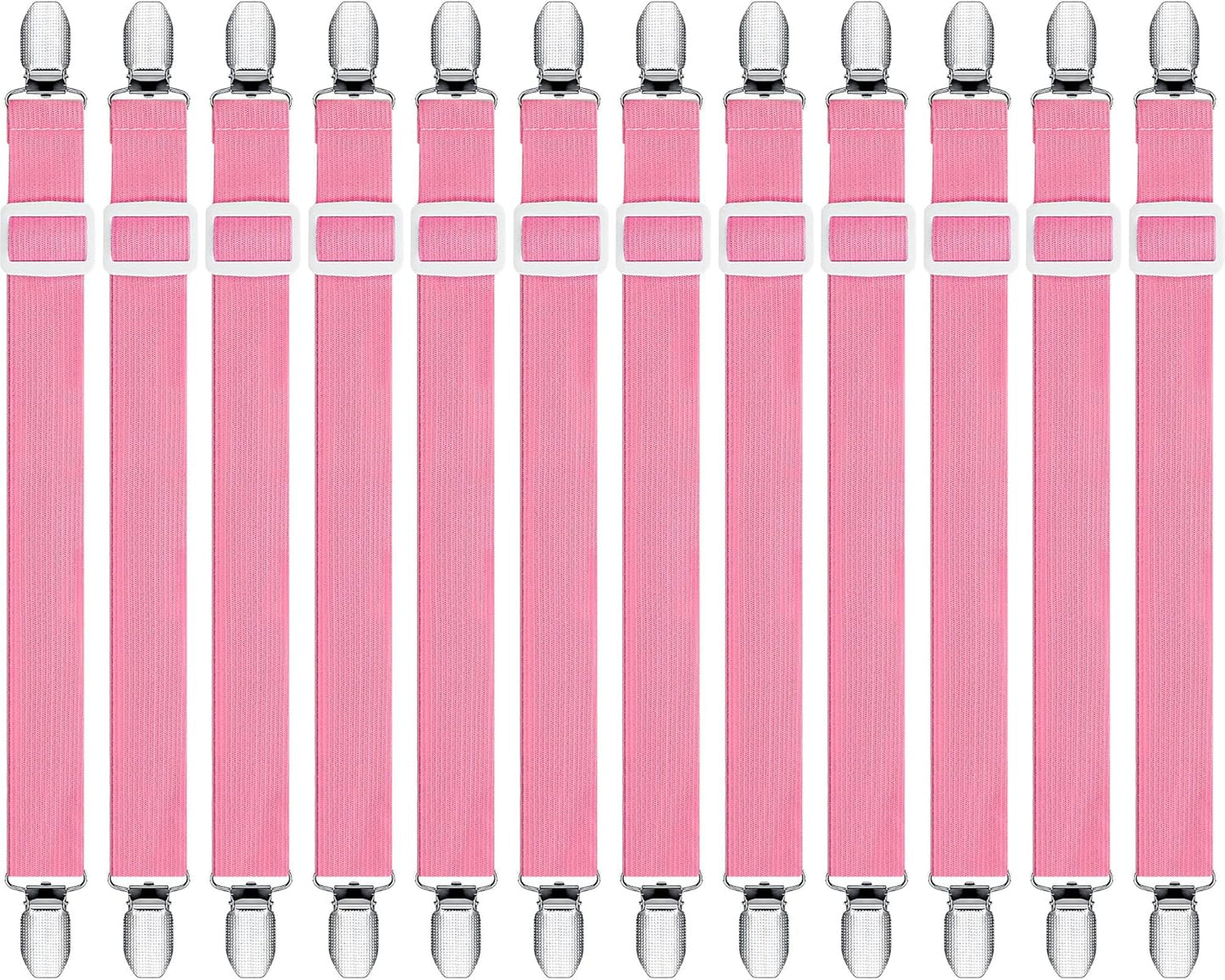 Boao 12 Pcs Bed Sheet Clips Straps Sheet Corner Straps Holder Adjustable Mattress Clips, Elastic Bed Grippers Suspender Fasteners Holder for Home(White,4-8 Inch Length)