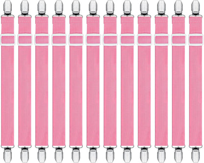 Boao 12 Pcs Bed Sheet Clips Straps Sheet Corner Straps Holder Adjustable Mattress Clips, Elastic Bed Grippers Suspender Fasteners Holder for Home(White,4-8 Inch Length)