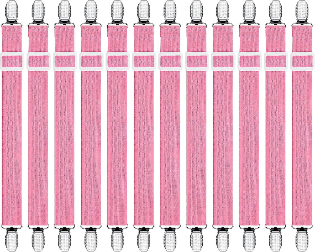 Boao 12 Pcs Bedsheet Strap Elastic Clip, White, 4-8 Inch Length