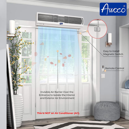 Awoco 40" FM-1210T 2 Speeds 1250 CFM Slim Indoor Air Curtain White