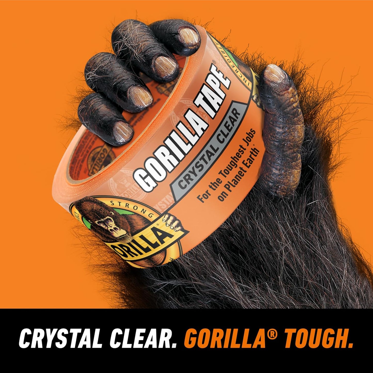 Gorilla Crystal Clear Tape, 1.88" x 18 yd, 1-Pack, Weather Resistant | Indoor & Outdoor Projects & Repairs, Waterproof, UV & Temperature Resistant, Grips Uneven Surfaces